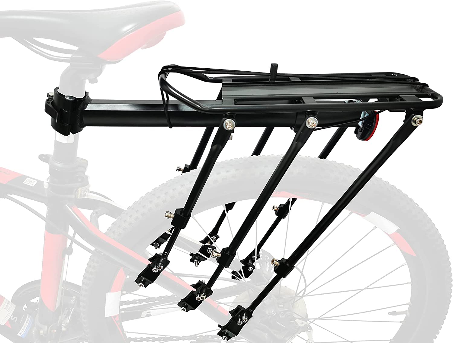 COMINGFIT Rear Bike Rack Bicycle Cargo Rack Quick Release Adjustable Alloy Bicycle Carrier 120kg Capacity Fit for 24 inch, 26 inch, 27.5 inch, 29 inch Bikes