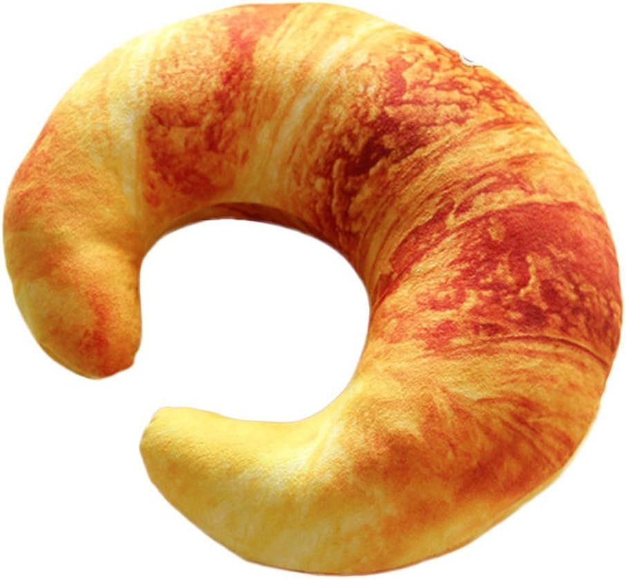 SWAN HOME Kawaii U-Shape Travel Neck Pillow Plush Soft Toy Bread Croissant Food Pillows [Energy Class A+++]