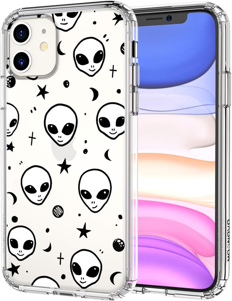 for iPhone 11 Case, MOSNOVO Crystal Clear Slim Soft TPU + PC Shockproof Protective Phone Cover with Cool Alien Design Case for iPhone 11 6.1