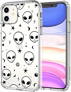 for iPhone 11 Case, MOSNOVO Crystal Clear Slim Soft TPU + PC Shockproof Protective Phone Cover with Cool Alien Design Case for iPhone 11 6.1