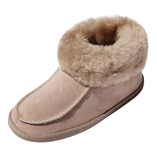 der-Fellmann Hollert Damen Lammfell Hausschuhe Mokassin EWA braun Hüttenschuhe aus 100% Merino Schaffell Lederschuhe warm gef
