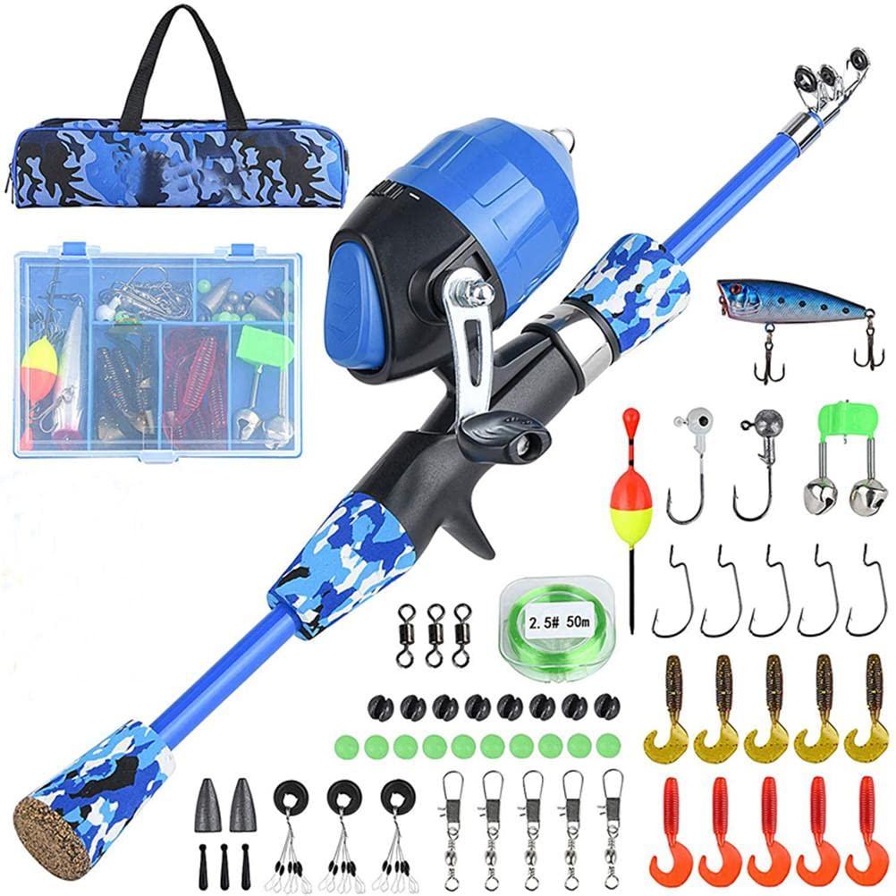 BSTCAR Children's Fishing Set, Fishing Set Professional with 1.2 m Fishing Rod and Tool, Fishing Reel, Bait, Fishing Accessories, Fishing Bag, Fishing Set Gift for Boys Girls Beginners