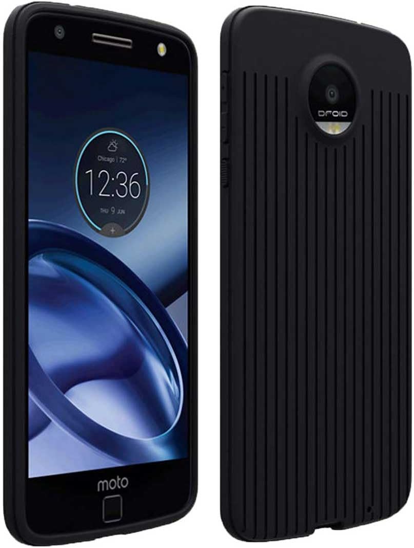 Silicone Case for Moto Z Droid - Ultra Slim Rubber Shockproof Cover for Motorola Z Droid Phone - Black