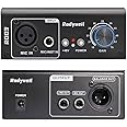 Rodyweil Microphone Preamp Mic Gain Booster with 2 Input Max 75db Gain 48V Phantom Power for Dynamic and Condenser Mic