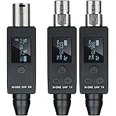 YXG UHF Wireless XLR Transmitter and Receiver Plug-on Wireless Microphone System for Dynamic/Condenser Microphone,with 48V Phantom Power, Electric Guitar/Bass, and More,Audio Mixer, PA System