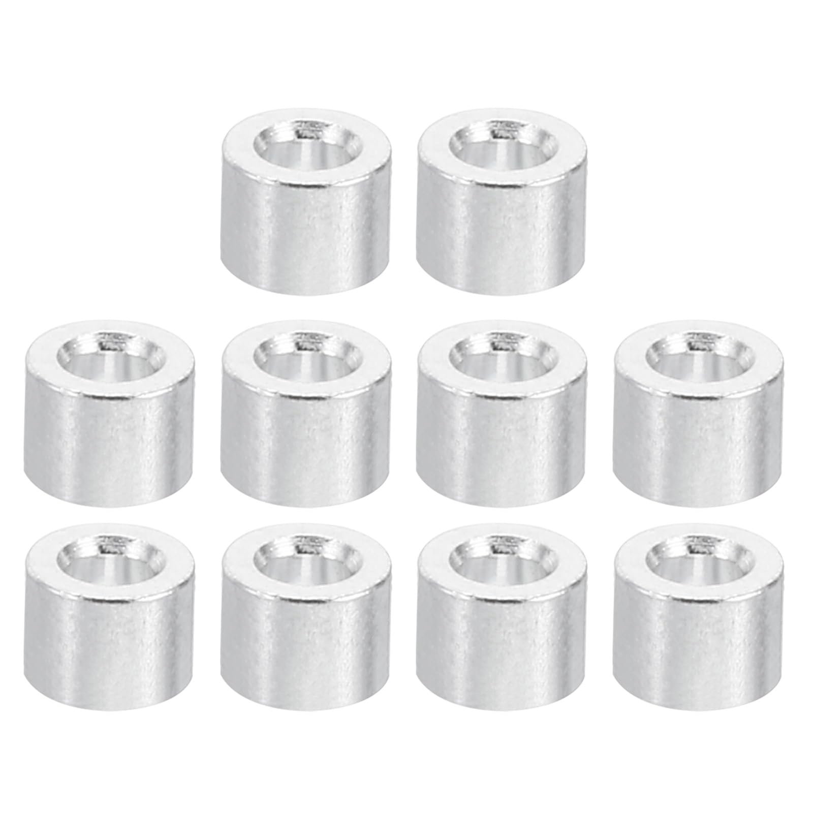 PATIKIL M2 Aluminum Spacers, 10 Pcs Metal Spacer Aluminum 2.1mm ID x 4mm OD x 4mm L Aluminum Spacer Screw Standoff Round for M2 Screw Bolts