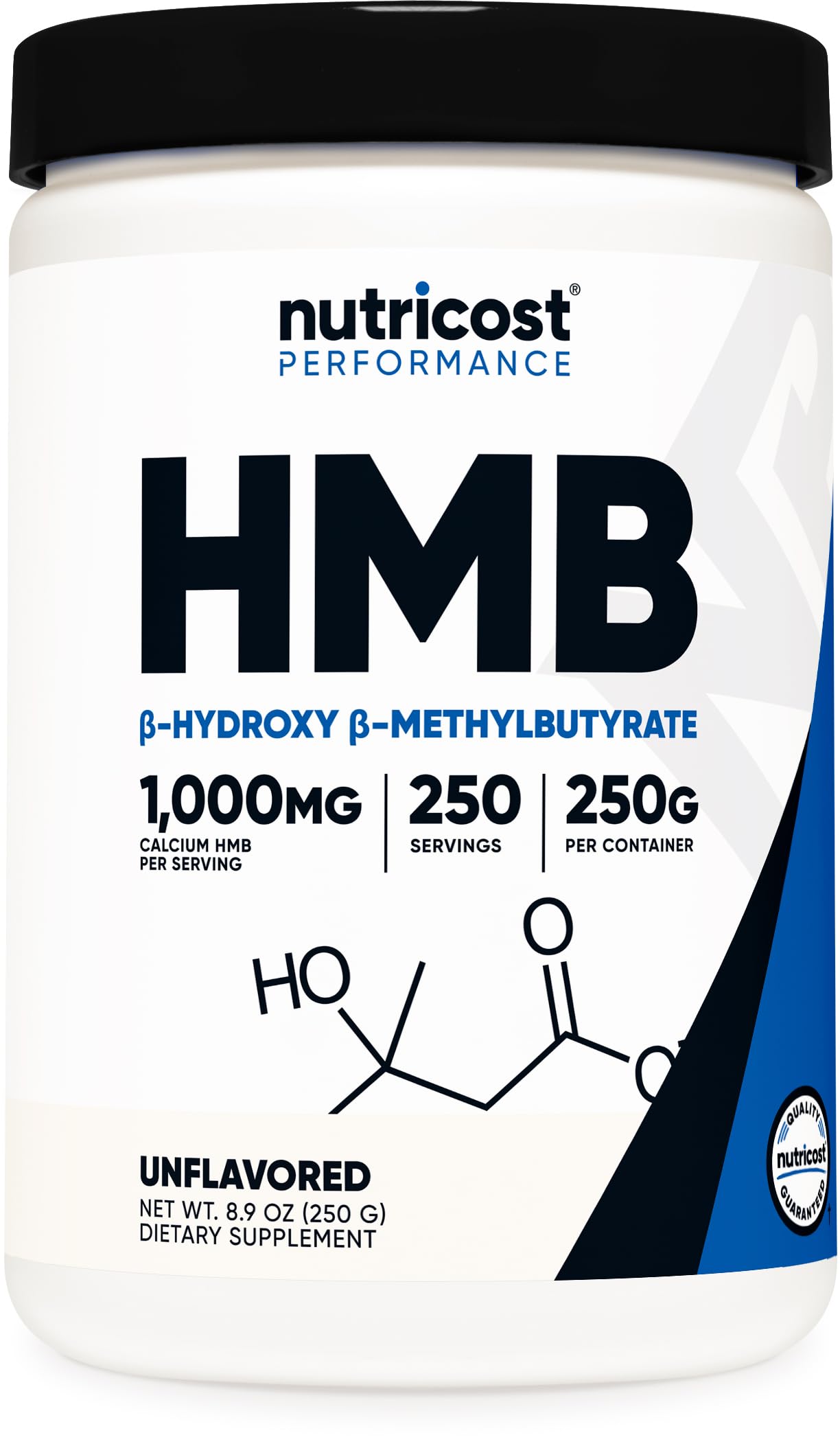 Nutricost HMB en polvo (beta-hidroxi beta-metilbutirato) 250 gramos - Sin gluten y sin OGM
