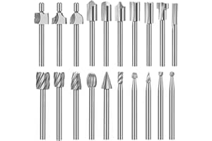 ciyeu 20Pc HSS Router Carbide Engraving Bits for Router Bit Set 1/8 Inch(3mm) Shank for Rotary Tools