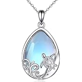 AXELUNA Ocean Animal Necklace 925 Sterling Silver Moonstone Pendant Ocean Sea Jewelry Gift for Women Mother Wife