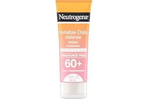 Neutrogena Invisible Daily Defense Fragrance-Free Sunscreen Lotion, Broad Spectrum SPF 60+, Oxybenzone-Free & Water-Resistant, Sun & Environmental Aggressor Protection, 3.0 fl. oz