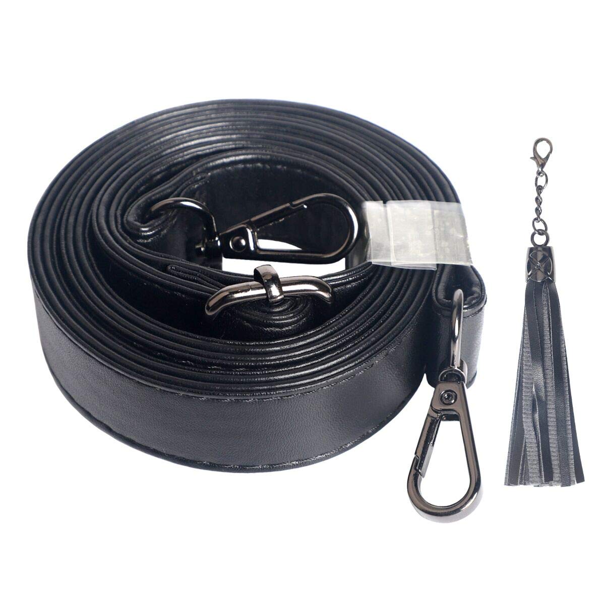 Beaulegan Crossbody Bag Strap - Microfiber Leather - Replacement for Handbag/Purse, Adjustable 150 cm Long Black (1.3cm/Gummetal)