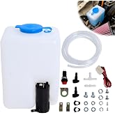 Universal 12V Windshield Washer Pump Reservoir Kit, 99300 Washer Fluid Tank Bottle with Hose, Wiring Harness, Switch &amp; Washer Jets for Cars Trucks SUVs RVs ATVs UTVs