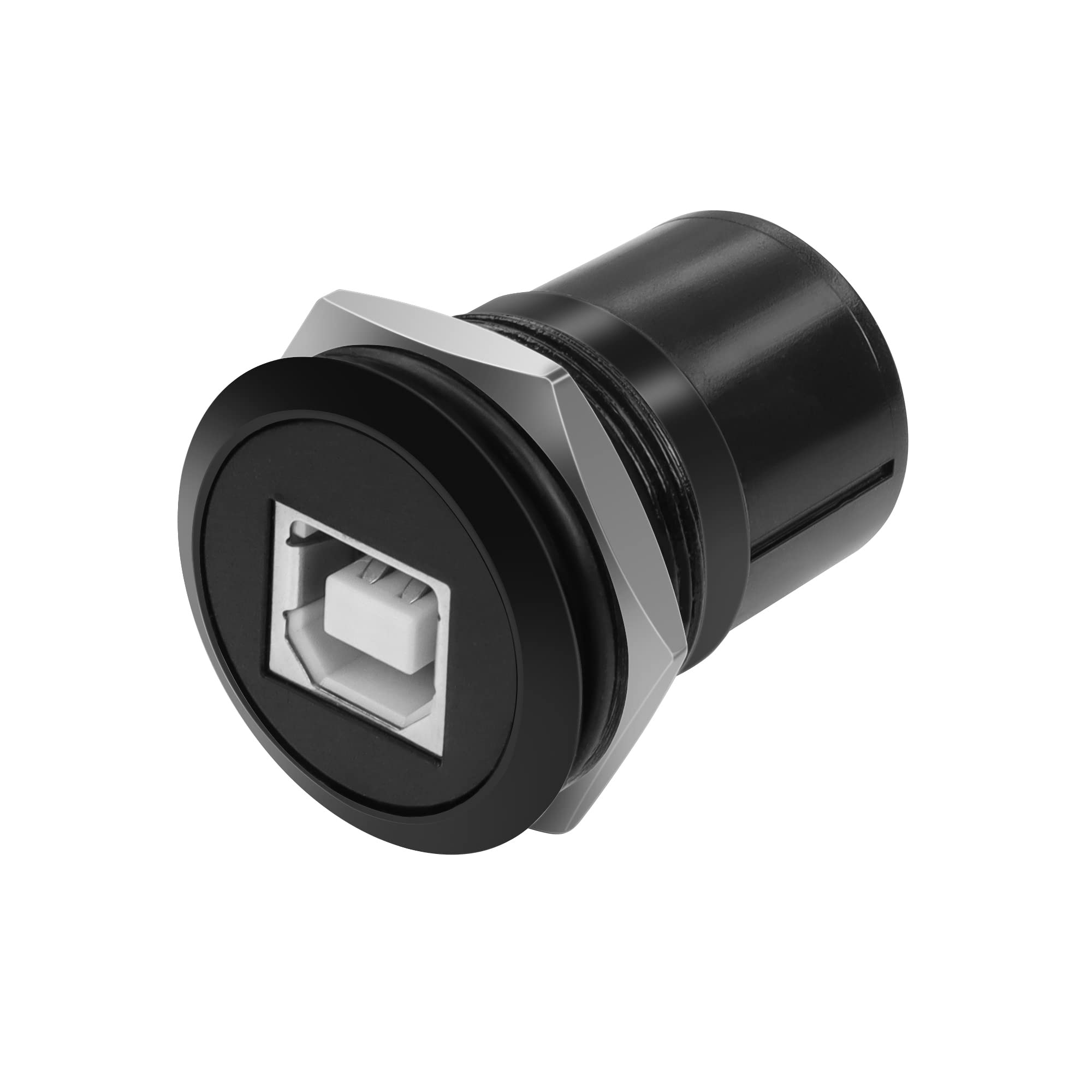 QIANRENON USB B to USB2.0 Threaded Fixed Printer Adapter USB2.0 Type B Female to USB2.0 Female Panel mount Round Connector, for Printer Scanner 3.5'Portable Hard Drive Monitor