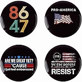 4 Pack Anti Trump 86 47 Pro-America Anti-Trump Resist Are We Great Yet Trump Pins And Button Circle Badges Round Chest Pins Brooch Decor