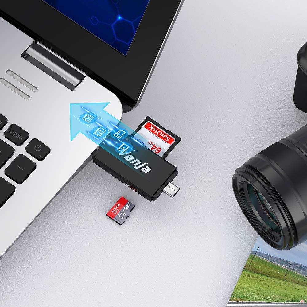 Vanja USB Type C SD Card Reader, USB 3.0 Micro SD Card Reader OTG Adapter for TF, SD, Micro SD, SDXC, SDHC, MMC, RS-MMC, Micro SDXC, Micro SDHC, UHS-I for Mac, Windows, Linux, PC, Laptop: Computers & Accessories