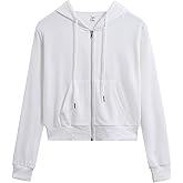 DRESSOLE Women's Cropped Zip Up Hoodie Casual Long Sleeve Workout Hooded Sweatshirt Coat