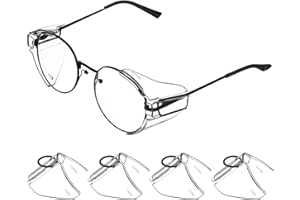 Gatuida Safety Glasses Side Shields 2 Pairs Slip on Eye Glasses Side Shields Anti-Slip On Side Shields for Safety Glasses Small to Large Eyeglasses Transparent