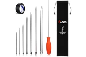 PROSSS Rope Splicing Tool Kit – 7 Sizes (5/32", 7/32", 1/4", 5/16", 3/8",3/8" Large, 1/2") with Pusher, Storage Bag & Black Splicing Tape – Aluminum Fids for Double Boat/Climbing Ropes Rapid Recovery