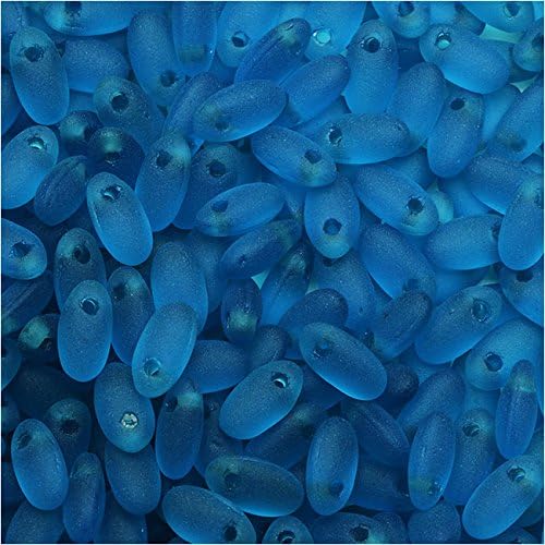 Rizo Czech Glass Drop Seed Beads 6x2.5mm - Aqua Matted 10 Grams