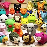 URSKYTOUS 46Pcs Animal Erasers Bulk Pencil Erasers Kids Puzzle Erasers Desk Pet Mini Eraser Toys Eraser Prizes for Party Favo