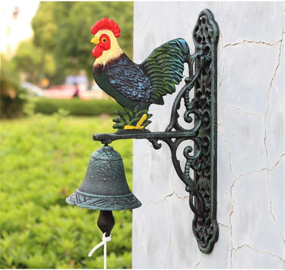Vintage Cast Iron Rustic Dinner Bell Outside House Bird Rustic Metal Wall Farmhouse Style Mount Door Call Bell Classic Dinner Bell Wind Chime Hanging For Front Porch ( Color : C1 , Size : As shown )