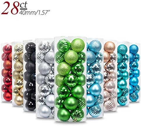 Yoland 1.57''/28ct Christmas Ball Plating Ornaments Tree Collection for Holiday Parties Decorations (1.57''/28ct, Green)
