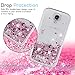 LeYi for Galaxy S4 Case with Tempered Glass Screen Protector [2 Pack] for Girls Women, Cute Bling Shiny Moving Quicksand Liquid Clear TPU Protective Phone Case for Samsung Galaxy S4 ZX Rose Gold