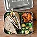 LunchBots Large Trio Stainless Steel Lunch Container -Three Section Design for Sandwich and Two Sides - Metal Bento Lunch Box - Eco-Friendly - Stainless Lid - Blue Dots