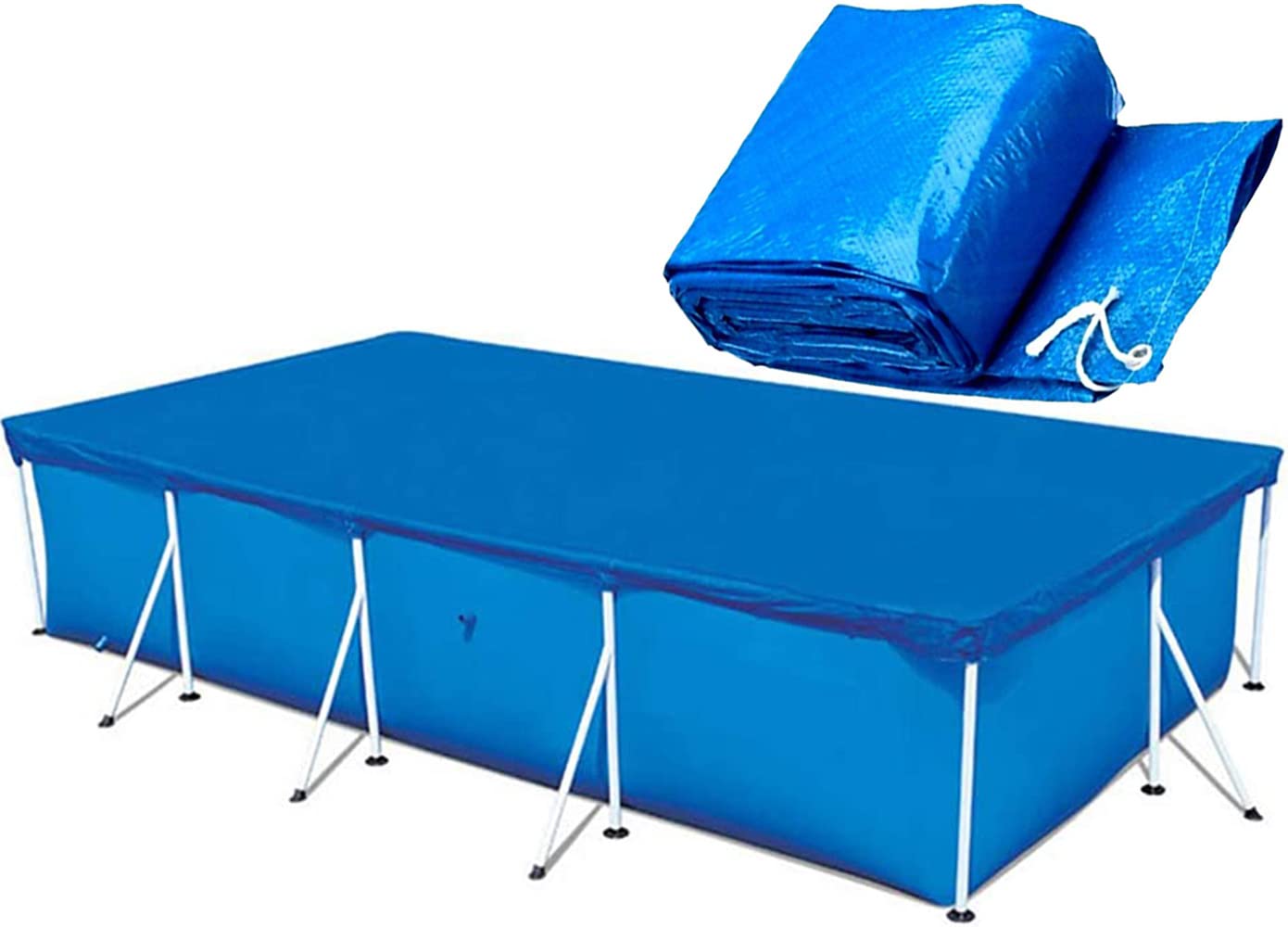 WINOK Rectangular Swimming Pool Cover, Easy Set, Anti Dust Rainproof, Heat Insulator, Blue, Pool Cover (9.8x6.6 FT)