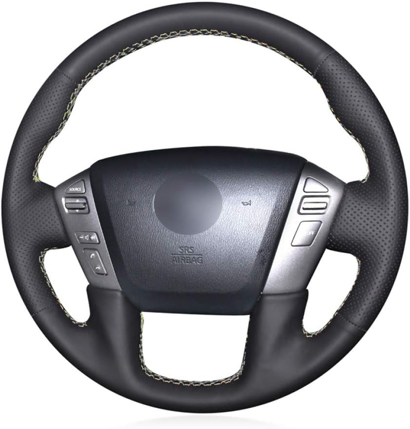 VCFDBV Black Micro Fiber Leather Car Steering Wheel Cover for Nissan Patrol Armada NV Cargo NV Passenger Titan Infiniti QX56 QX80