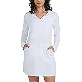 Willit Women's UPF 50+ Swim Cover-Up Dress Hooded Beach Sun Long Sleeve Swimwear Quick Dry SPF Swim Shirts