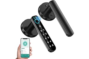 OFFTV Fingerprint Door Lock- Smart Door knob,biometric Door Lock，with passcode keypad keyless Entry Door Handle，for Bedroom Home Hotel Office Apartment (Black with APP)