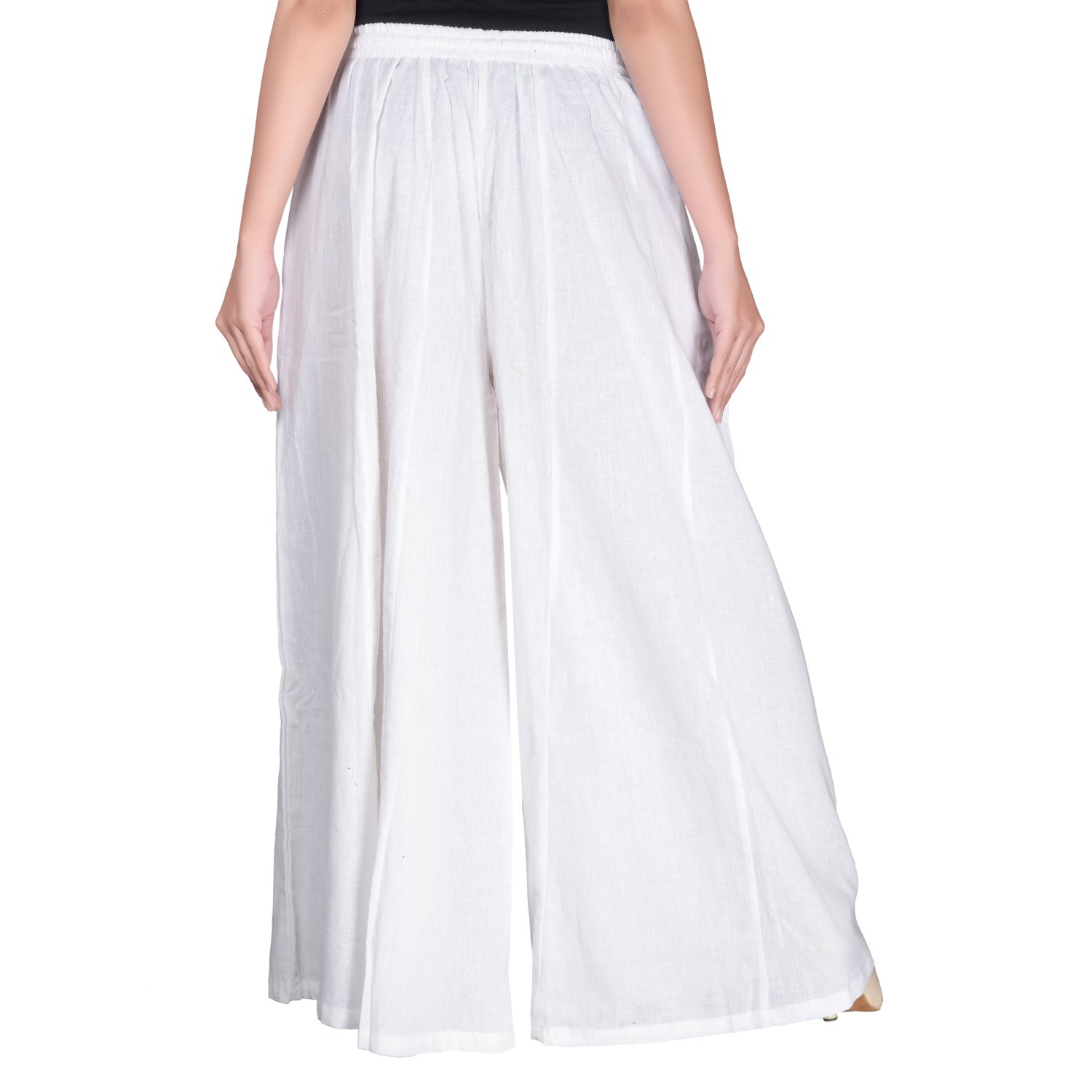 bottom line women's cotton palazzo pants (free size,white)