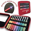 Lighted Crochet Hooks with Case Value Pack 9/pkg Set and Bonus Seam Ripper Lighted - LED Lite Hooks - Ergonomic Needles for Arthritic Hands & Organizer. Set of 9 Hooks Size 2,5mm To 6,5mm (Red)