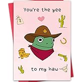 Funny Frog Valentines Card Gift,Humorous Valentine's Day Card for Women Men,Unique Anniversary Card for Him Her,Cowboy Valentines Day Card