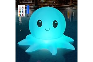 Qoolife Solar Floating Pool Lights Remote Controlled Colorful Inflatable Ball Lights (Octopus – 1 Pack)