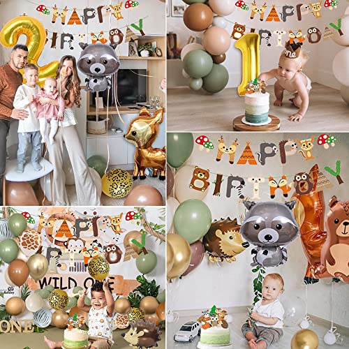 FUBABCO Birthday Decoration 1 Year Boy Girl Jungle Animal Balloons Jungle Party Kids First