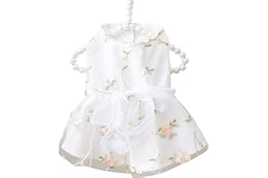 Dog Floral Princess Dress Cute Puppy Embroiderd Bowknot Sundress Summer Soft Breathable Dog Skirt Clothes Girl Dogs Pet Comfo