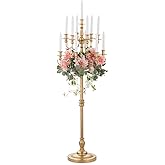 Sziqiqi Candelabra Candle Holder for Wedding: 51in Tall Candelabra 13 Branches Gold Candle Holders for Candlesticks Wedding Centerpiece Table Decorations