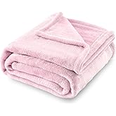 SOCHOW Flannel Fleece Blanket Twin Size, All Season Lightweight Super Soft Cozy Blanket for Bed or Couch, Light Pink, 60x80 inches