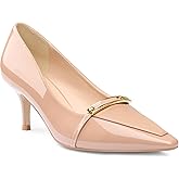 COLETER Women's Kitten Heels Pointed Toe Low Heel Pumps Comfortable Office Wedding Dress Shoes