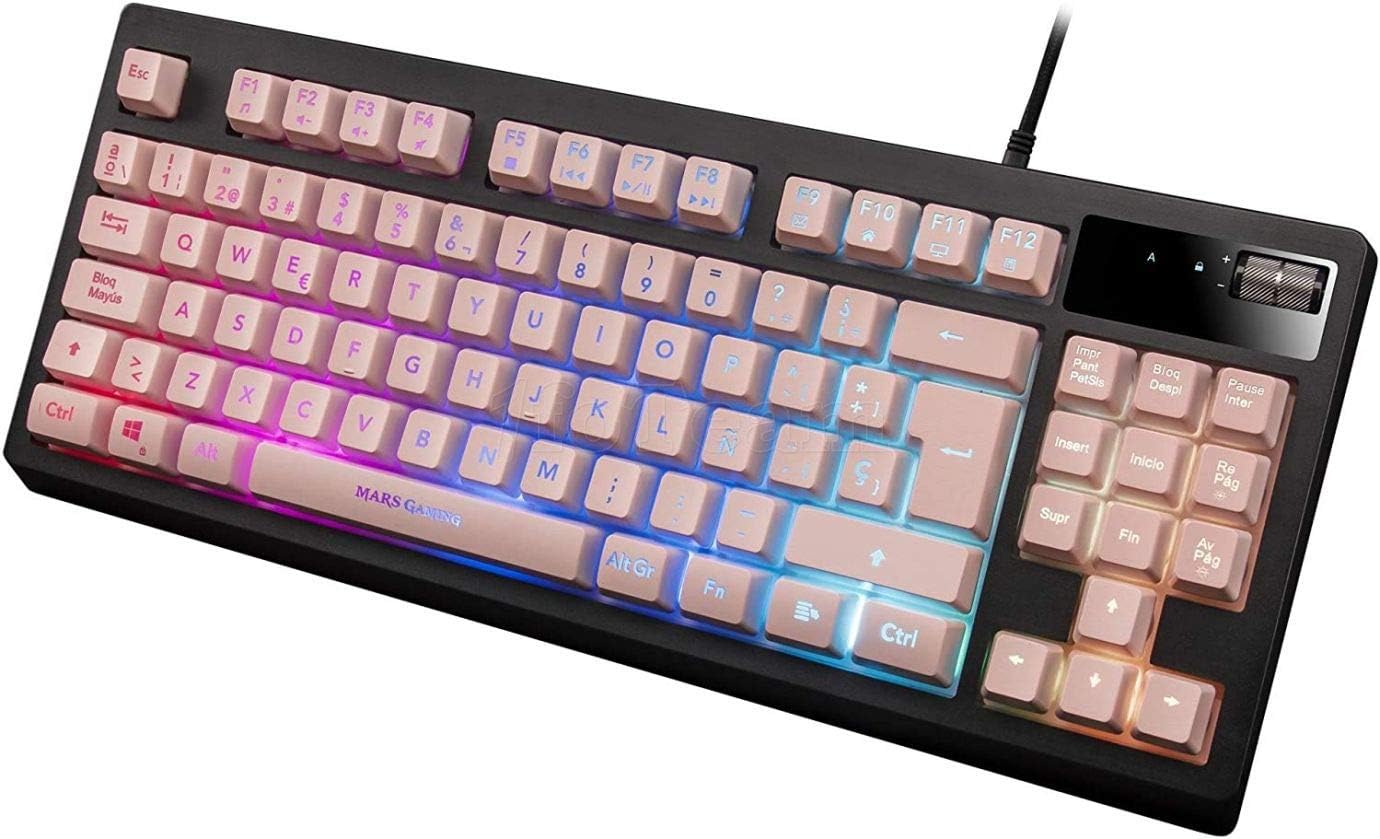 Mars Gaming MKAX Pink, Gaming Keyboard TKL HMech, Gel Wristrest