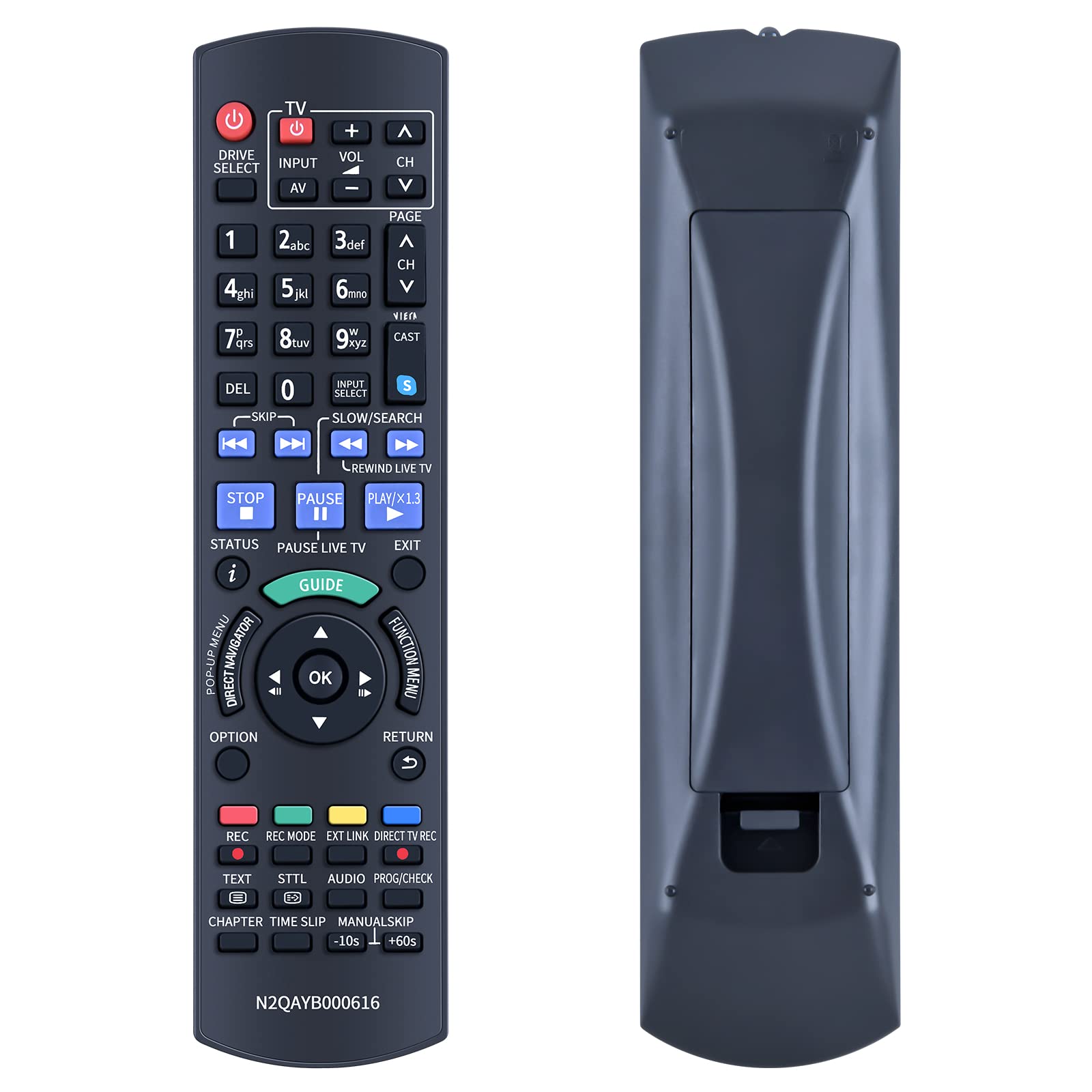 TCNOUMT N2QAYB000616 Remote Control Replacement for Panasonic Disc DVD Recorder DMR-BWT700EC DMR-BST700EG DMR-BST700 DMR-BST701 DMR-BST800 DMR-BWT700 DMR-BWT800 - NO Setup Required — image 1