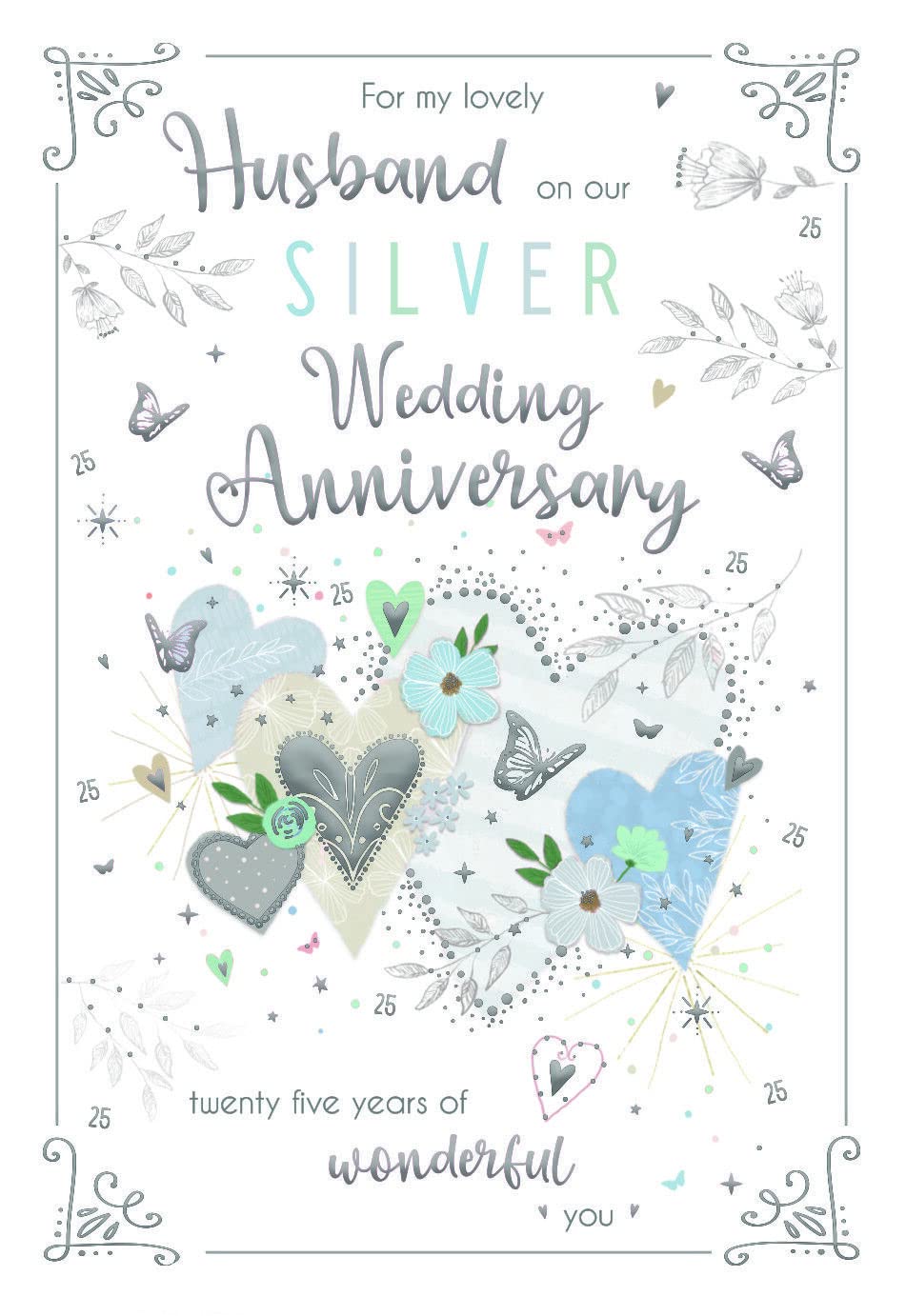 For My Husband on our Silver 25th Wedding Anniversary Card icg