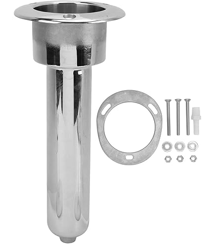 JAOCDOEN Outrigger Tube Cup 2 in 1 Boat Fishing Rod Cup Holder Stainless Steel Strong Structure 280mm Round Top Cup Holder for Yacht Ship (0 Degrees) : Sports & Outdoors