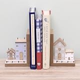 Carousel Home Wooden House Bookends Pair Shabby Chic Townhouse 13x10.5x9cm view 6