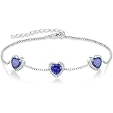 Lwsary Love Heart Bracelet 925 Sterling Silver Halo Heart Birthstone Bracelet Jewelry Gifts for Women