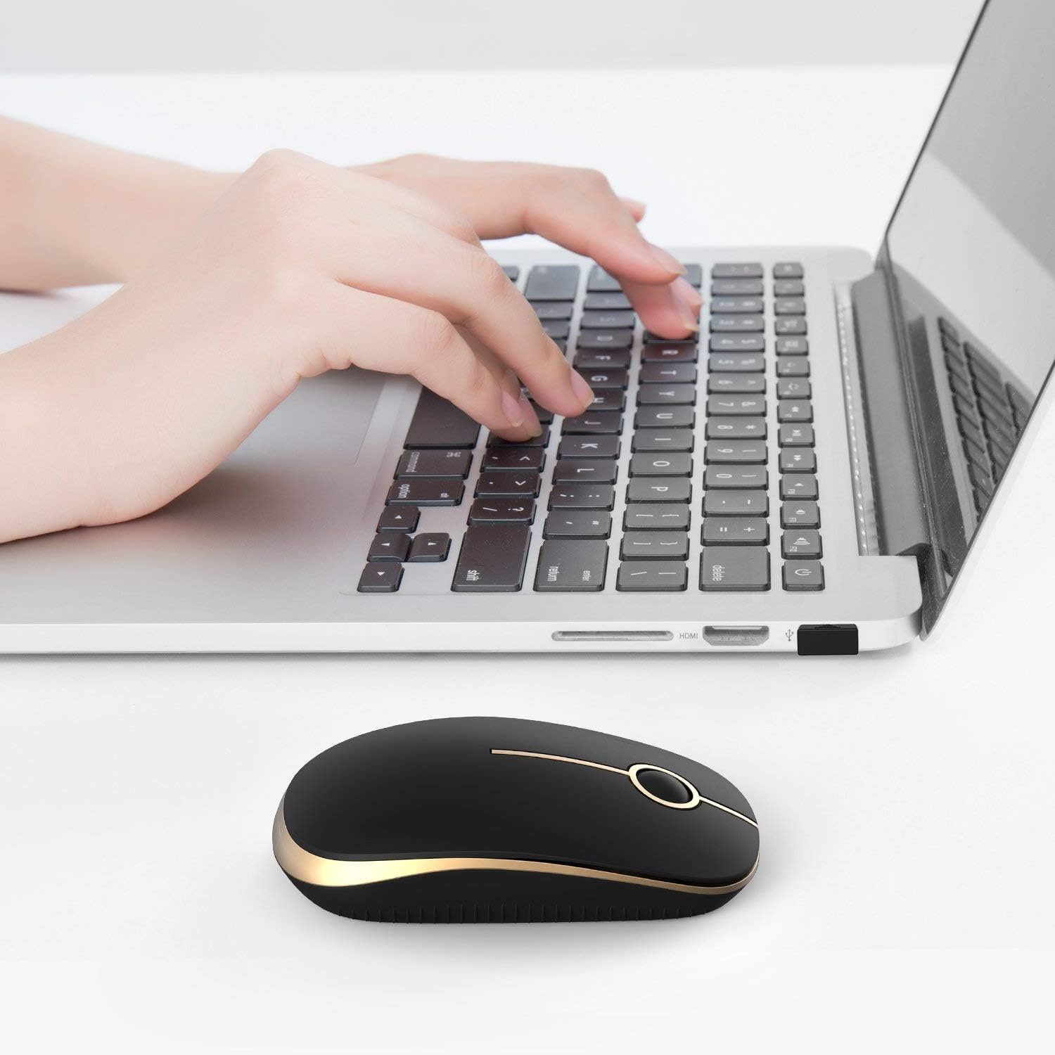 Jelly Comb 2.4G Slim Wireless Mouse with Nano Receiver MS001 (Black and Gold): Computers & Accessories