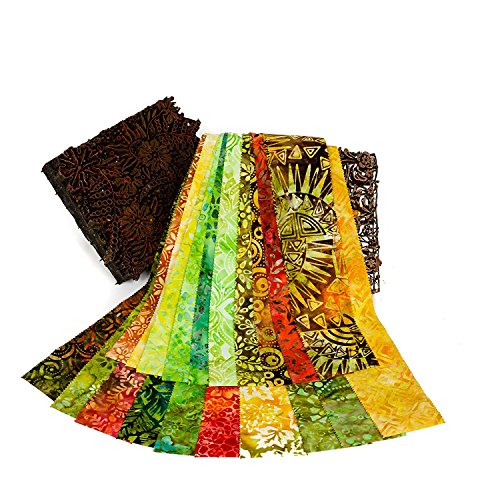 Java Batiks 2.5 Inch Jelly Roll, 20 Pack Assorted, (2.5 Inches by 44 Inches) Batik Strips CC123