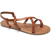 Colgo Women's Summer Strappy Flat Sandals, Adjustable Casual Fisherman Sandal with Open Toe Slingback Gladiator Sandals